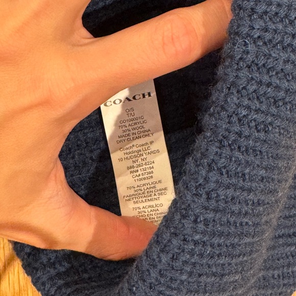 NWT Coach Wool Knit Hat Beanie Navy Blue - Picture 4 of 5